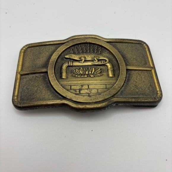 Vintage Brass Belt Buckle with Lizard Design